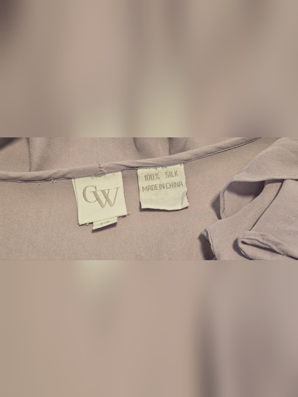 CW 100% Silk Blouse in Soft Mauve Purple Lavender Plum Shirt Top Office Business - Picture 2 of 12